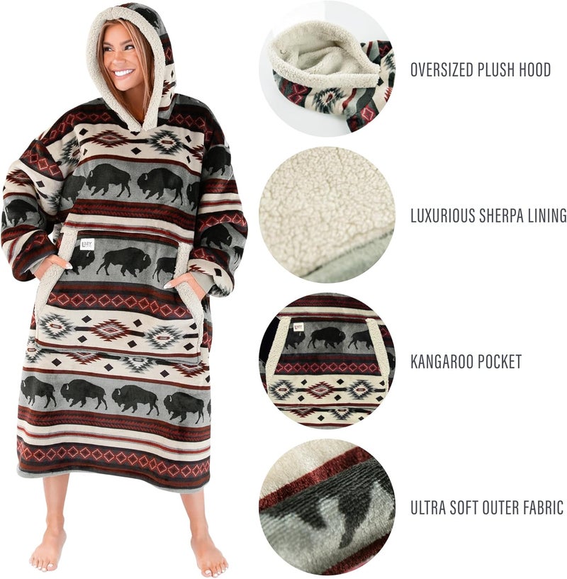 Lazy One LazyOne Oversized Blanket Hoodie, Oversized Hoodies for Women and Men, One Size Fits All Wearable Blankets - Image 3
